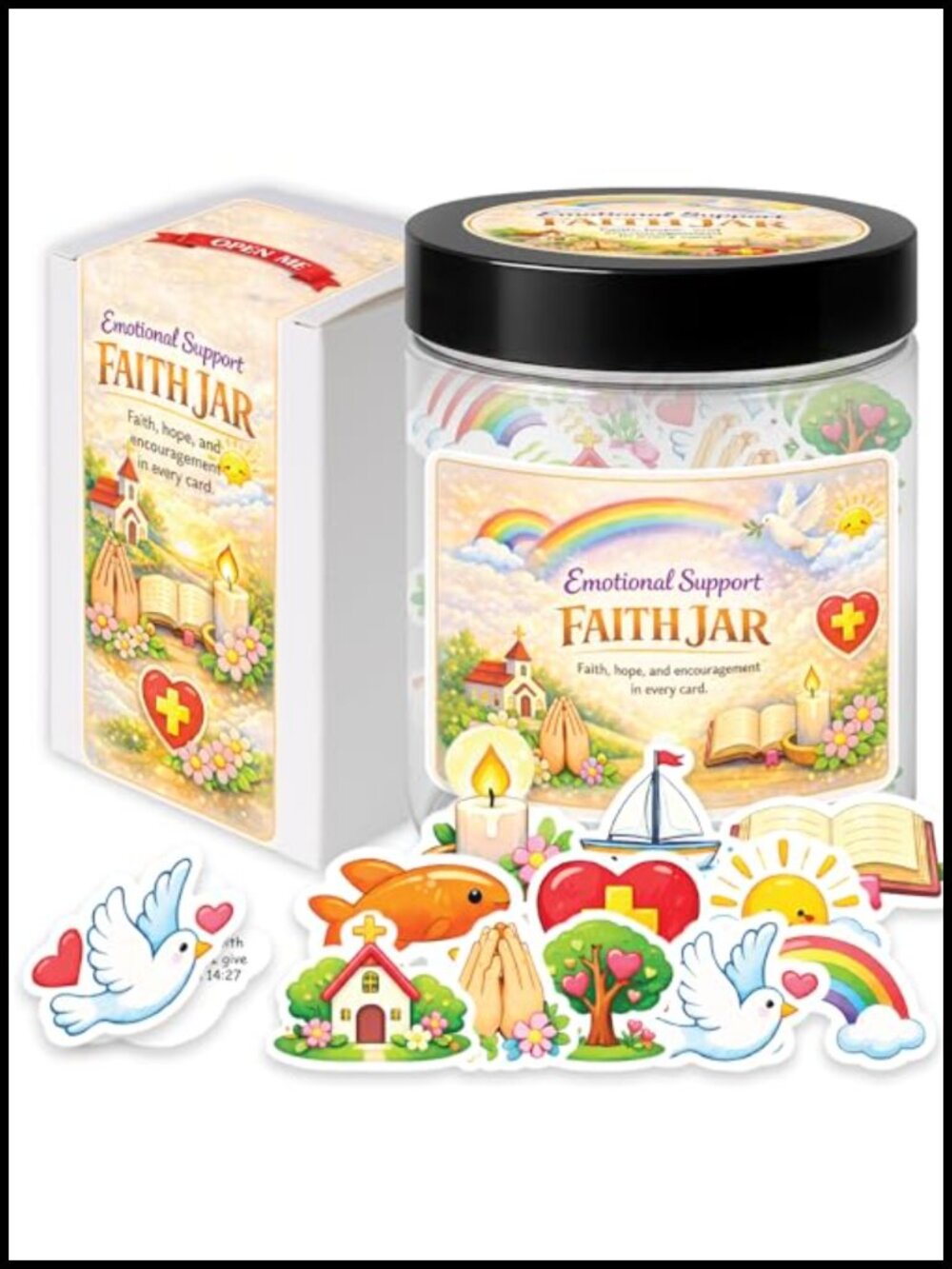 KATINAT Emotional Support Faith Jar, 60 Bible Verse Cards, Christian Gift